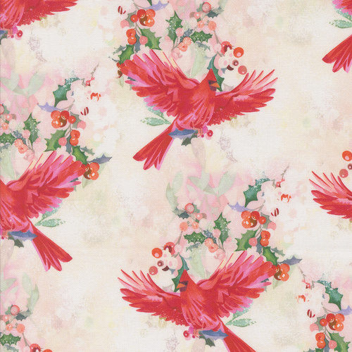 Love and Cheer  Snowflake Cardinale in Flight M2183311 Quilting Fabric