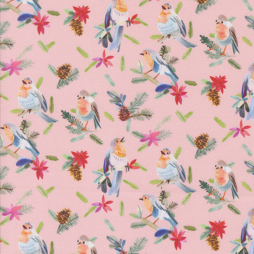 Love and Cheer  Ballet Robins and Pinecones M2183513 Quilting Fabric