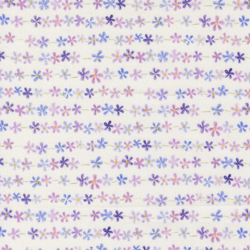 Delphinium Snowdrop 24655 11 Daisy Chain Stripes Small Floral Quilting Fabric