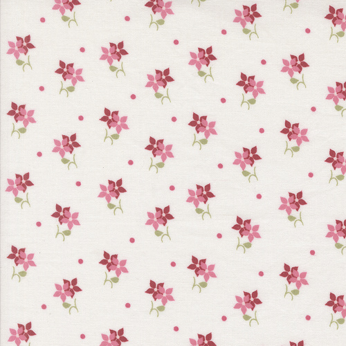 A Very Sweet Christmas Snow 3063 11 Poinsettias Small Floral Dots Quilting Fabric