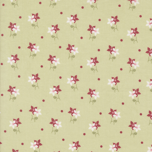 A Very Sweet Christmas Leaf 3063 14 Poinsettias Small Floral Dots Quilting Fabric