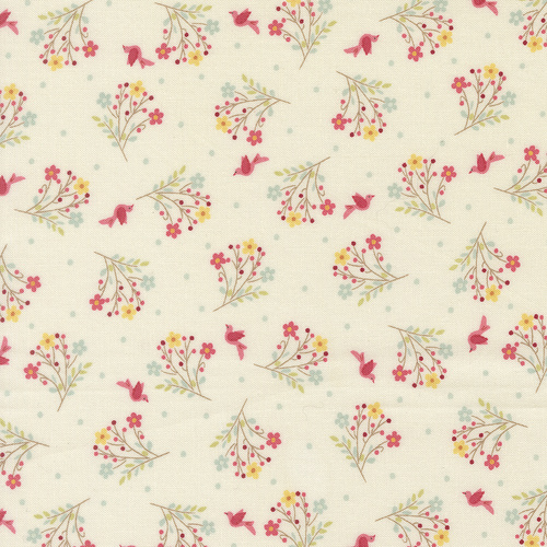 Lyda Rose Porcelain Wild Flowers Florals Bird Dots 3074 11 Quilting Fabric