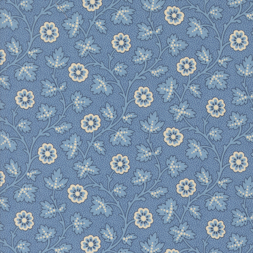 Sallys Stitches Prussian Blue 31711 13 Trailing Moss Florals Vines Patchwork Fabric