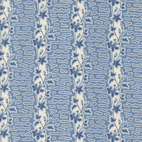 Sallys Stitches Prussian Blue 31712 13 Stripes Floral Patchwork Fabric