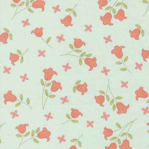 Sunbonnet Pale Blue 31761 19 Embroidered Blooms Florals Quilting Fabric
