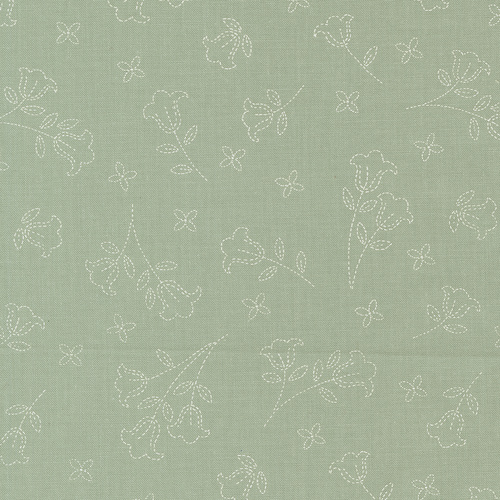 Sunbonnet Dusty Blue 31761 33 Embroidered Blooms Florals Quilting Fabric