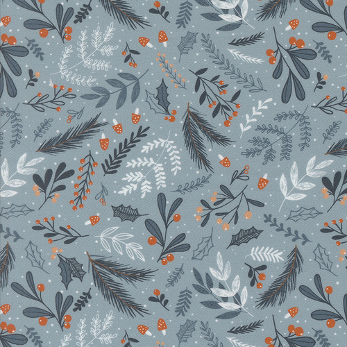 Purrfect Christmas Igloo 39043 14 Holly and Pine Florals Leaves Patchwork Fabric