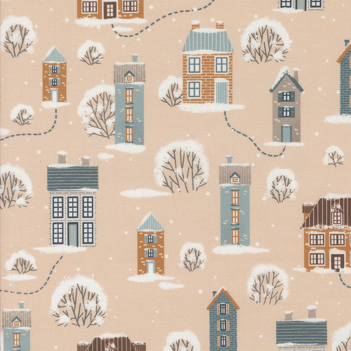 Purrfect Christmas Bubblegum 39044 20 Snowy Town Landscape & Nature Houses Patchwork Fabric