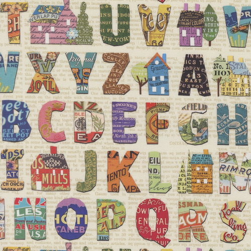 Paper Hamlet Paper 39564 11 Alphabet Text & Words Quilting Fabric 