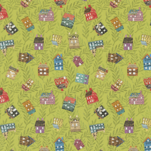 Paper Hamlet Sprout 39566 12 Tossed Houses Novelty Quilting Fabric 
