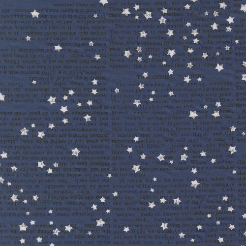 Paper Hamlet Midnight 39568 18 Paper Stars Text & Words Quilting Fabric 
