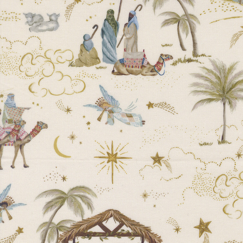 Silent Night Nativity Scene Eggshell 4005011 Quilting Fabric
