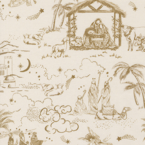 Silent Night Nativity Toile Eggshell 4005116 Quilting Fabric