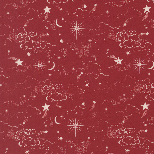 Silent Night Starry Sky Brick Red 4005218 Quilting Fabric