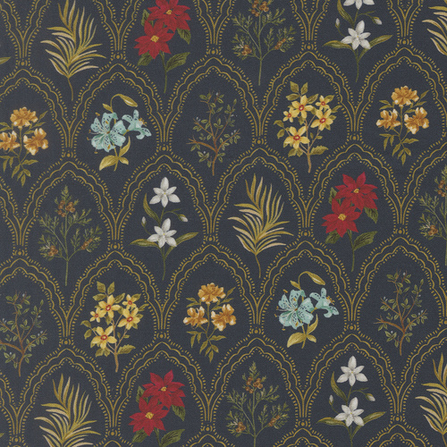 Silent Night Star of Bethlehem Floral Navy 4005412 Quilting Fabric