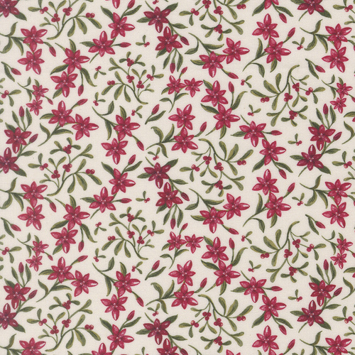 Silent Night Poinsettia Floral Eggshell 4005511 Quilting Fabric