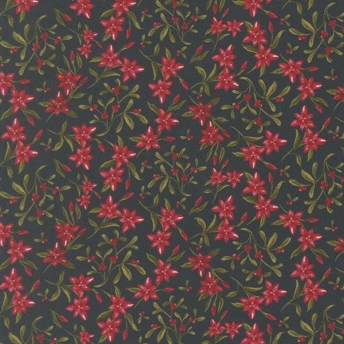 Silent Night Poinsettia Floral Navy 4005512 Quilting Fabric