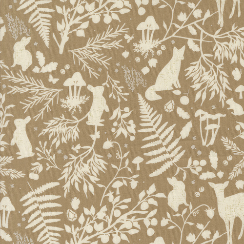 Frivolity Mushroom 43192 15 Watchful Eyes Damask Animals Leaves Quilting Fabric