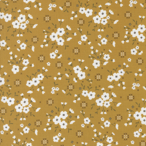 Sun Drenched Golden 43201 12 Stitched Lullaby Small Floral Quilting Fabric