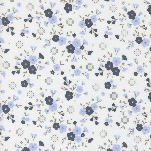 Sun Drenched Cloud Indigo 43201 25 Stitched Lullaby Small Floral Quilting Fabric
