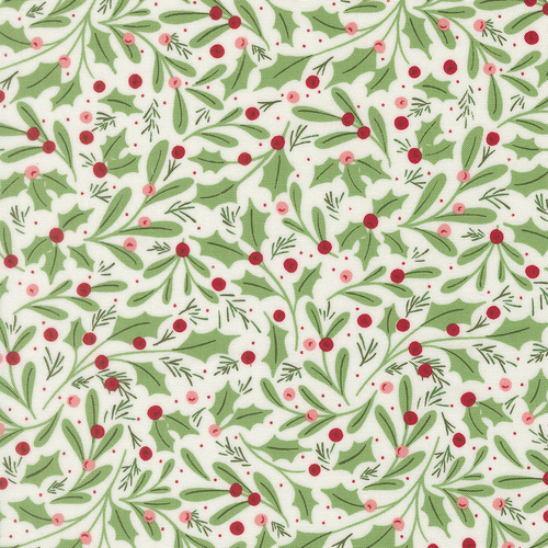 Merrily On High Winter Berries Christmas Holly Snow 43211 11 Quilting Fabric