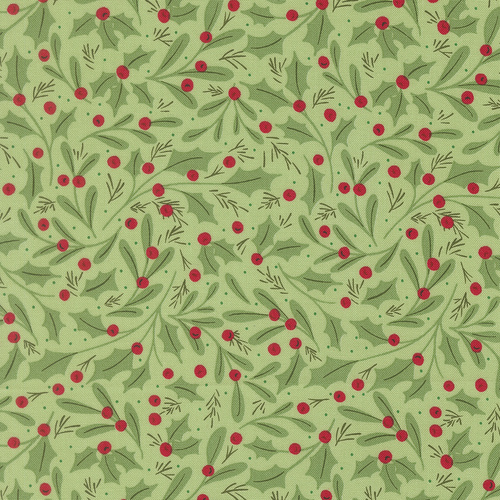 Merrily On High Winter Berries Christmas Holly Evergreen 43211 15 Quilting Fabric