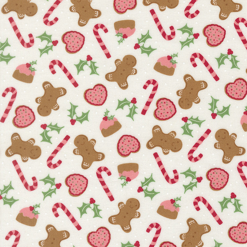 Merrily On High Sweet Treats Novelty Gingerbread Candycane Holly Snow 43212 11 Quilting Fabric