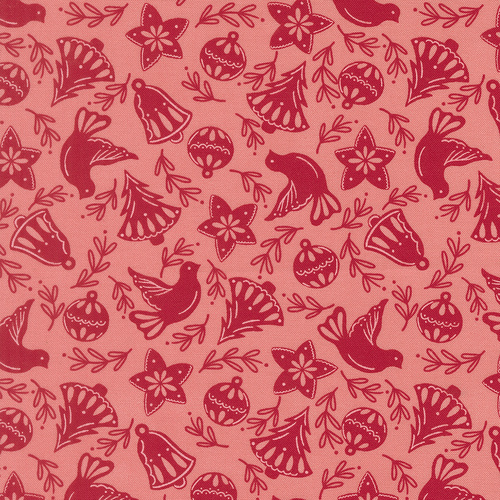Merrily On High Cookie Cutters Novelty Christmas Blush 43213 12 Quilting Fabric