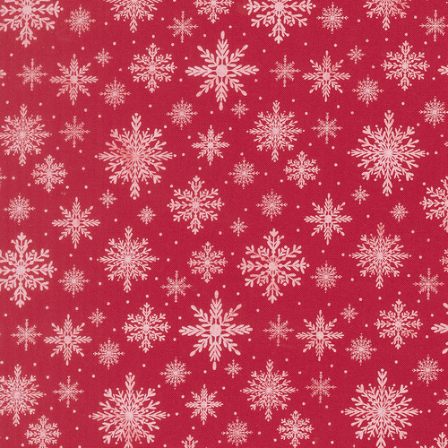 Merrily On High Softly Snowing Christmas Snowflake Christmas Red 43214 13 Quilting Fabric