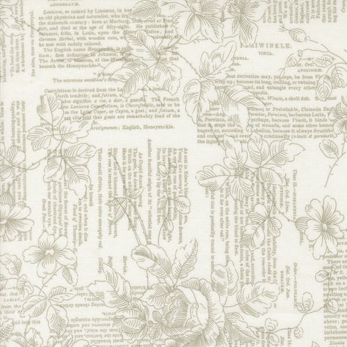 Muse Poetry of Flowers Text & Words Floral Toile Porcelain 44392 11 Quilting Fabric 