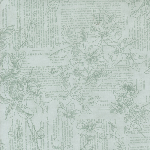 Muse Poetry of Flowers Text & Words Floral Toile Sky 44392 12 Quilting Fabric 