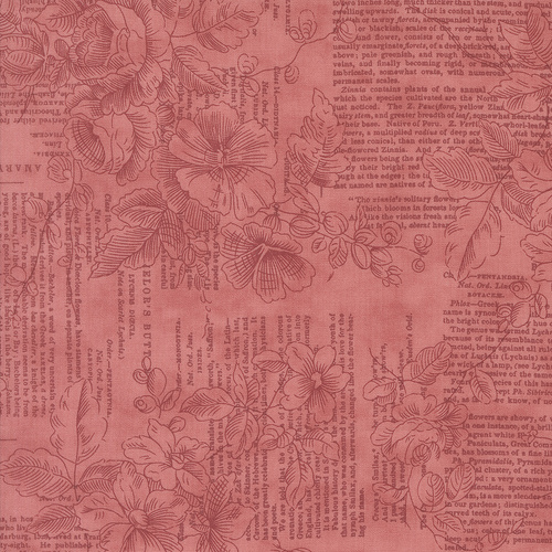 Muse Poetry of Flowers Text & Words Floral Toile Scarlet 44392 13 Quilting Fabric 