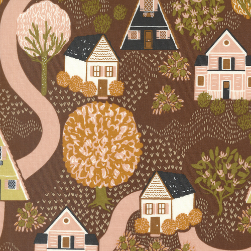 Quaint Cottage Mud 48370 19 Patchwork Fabric