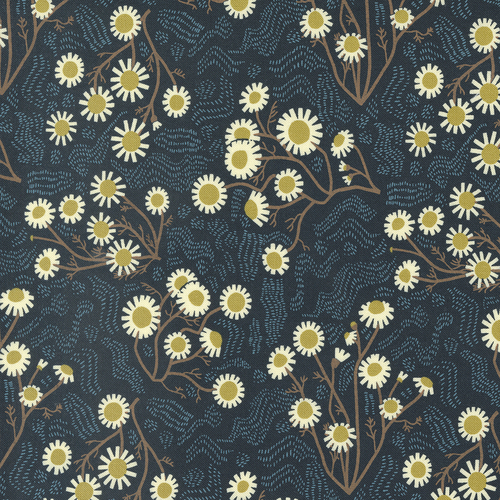 Quaint Cottage Midnight 48372 21 Chamomile Florals Quilt Fabric