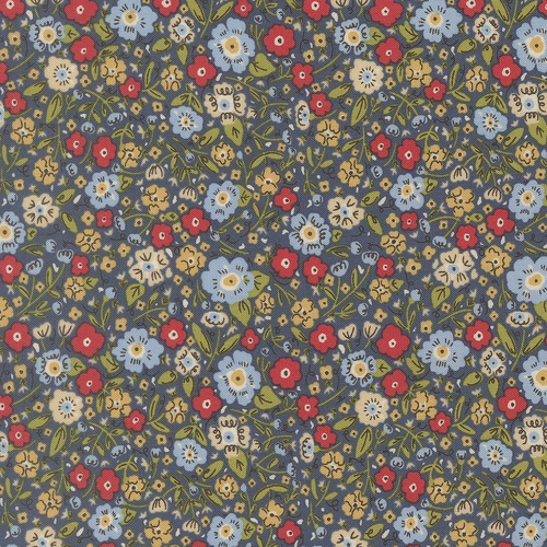 The Henhouse Denim 48435 18 Calico Small Floral Quilting Fabric