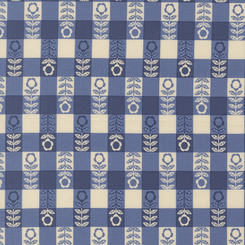 The Henhouse Cobalt 48436 17 Flower  Plaids Gingham Quilting Fabric