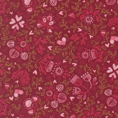 Darling Peony Cranberry Scattered Lovelies 48792 16 Quilting Fabric