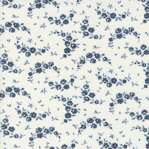Shoreline Summer Small Floral Cream Navy 55308 24 Quilting Fabric