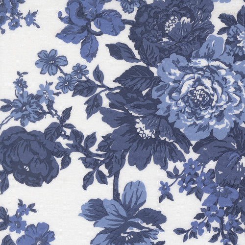 Blueprint White Navy 55330 26 Heirloom Florals Quilting Fabric