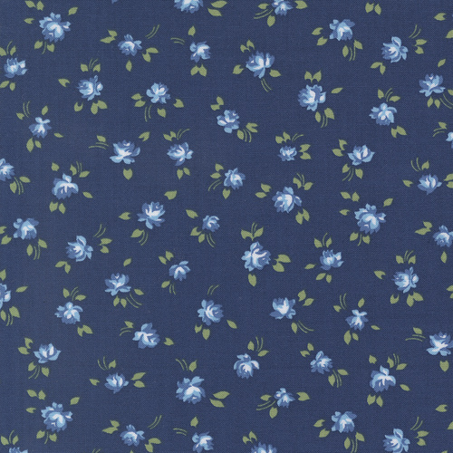 Blueprint White Navy 55331 26 Grace Small Floral Quilting Fabric