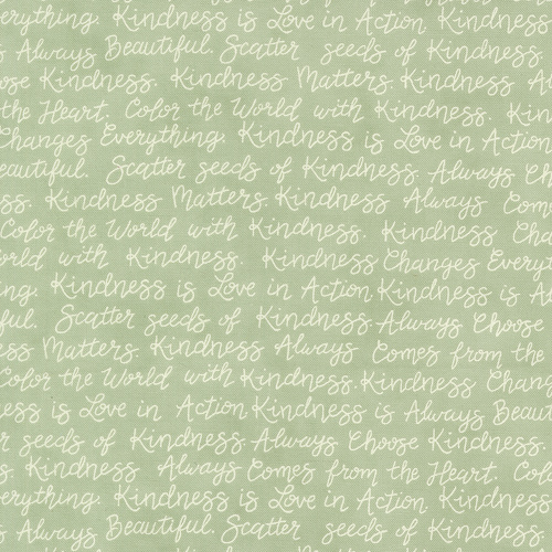 Kindness Sage 56153 30 Kind Words Text & Words Quilting Fabric