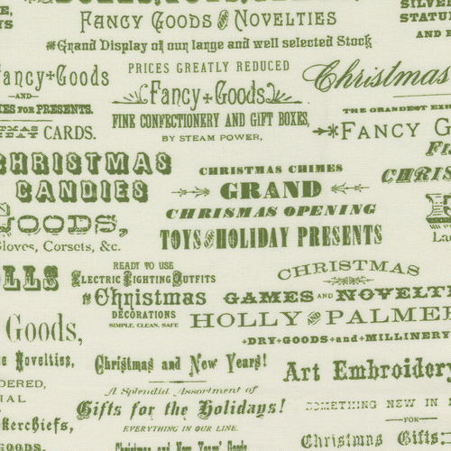 Christmas Faire Cream Evergreen Text M739623 Quilting Fabric