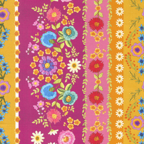 Vintage Soul Hot Pink 7431 11 Crewel Bands Floral Embroidery