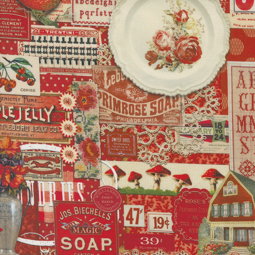 Curated In Color Red 7460 12 Collage Patchwork Fabric