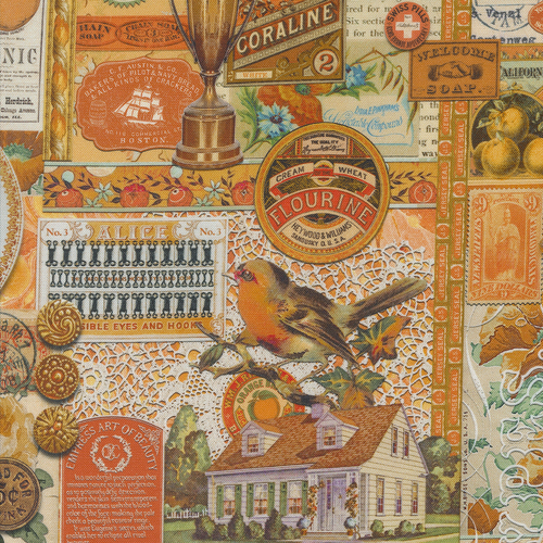 Curated In Color Orange 7460 13 Collage Patchwork Fabric