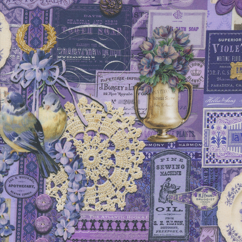 Curated In Color Purple 7460 17 Collage Patchwork Fabric