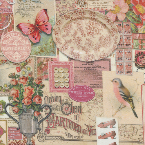 Curated In Color Pink 7460 18 Collage Patchwork Fabric