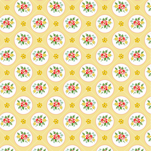 Matilda Miss Marie Yellow MA25116 Quilting Fabric