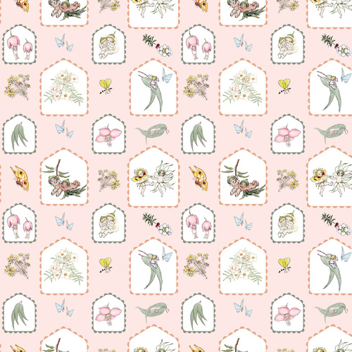May Gibbs Garden Playtime Pink Collage MG1055 Quilting Fabric