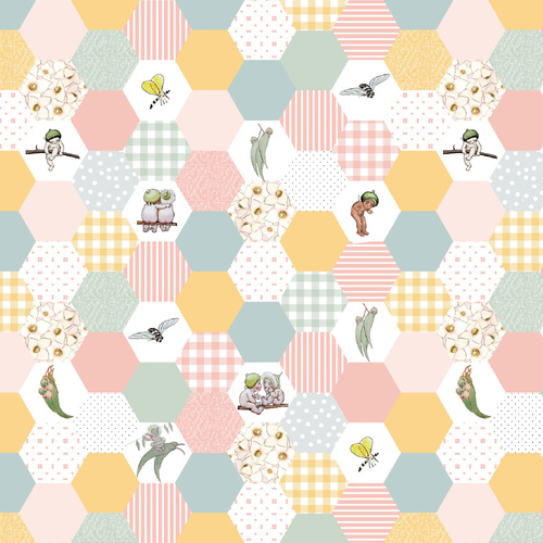 May Gibbs Garden Playtime Hexi Cheater MG1058 Quilting Fabric